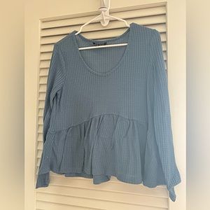 Shein Blue Long Sleeve Babydoll Style Shirt
